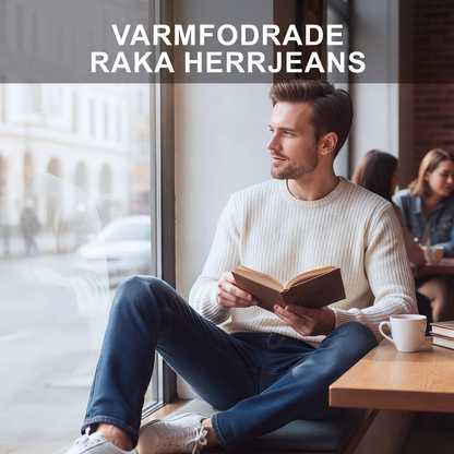 Varmfodrade raka jeans för män