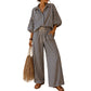 🔥 55% RABATT! ✨Women's Casual Striped Two-Piece Set – Elegant komfort som passar hela dagen 🌿