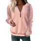 Kvinnors sweatshirt i kabelstickad design med halv dragkedja
