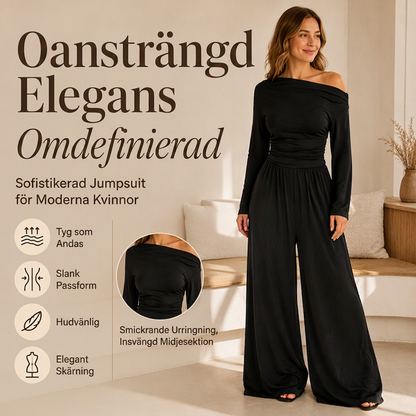 Byxdräkt med off-shoulder och vida ben för kvinnor