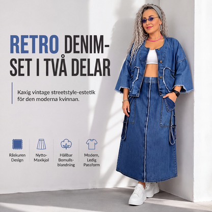 Slimmad maxiklänning i denim
