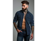 Långärmad jeansskjorta för män, ledig knäppt cardigan
