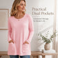 Women's Casual Long Sleeve T-Shirt with Round Neck Pocket