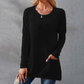 Women's Casual Long Sleeve T-Shirt with Round Neck Pocket