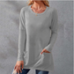 Women's Casual Long Sleeve T-Shirt with Round Neck Pocket