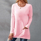 Women's Casual Long Sleeve T-Shirt with Round Neck Pocket