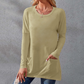Women's Casual Long Sleeve T-Shirt with Round Neck Pocket
