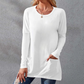 Women's Casual Long Sleeve T-Shirt with Round Neck Pocket