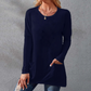 Women's Casual Long Sleeve T-Shirt with Round Neck Pocket