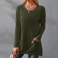 Women's Casual Long Sleeve T-Shirt with Round Neck Pocket