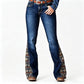 Kvinnors retro-klockisjeans med bohemiskt tryck