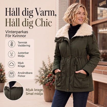 Dämpad jacka med huva, medellängd, för kvinnor