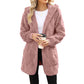 🌸Damernas Fluffiga Kofta med Huva – Mjuk Stickad Cardigan för Höst & Vinter