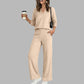 Kvinnors lediga tröja med V-ringning och vida byxor