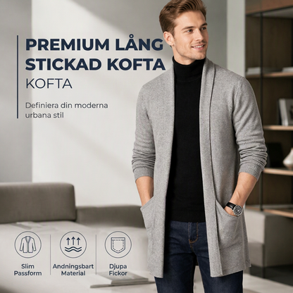 Herr Avslappnad Smalpassad Longlinad Stickad Tröja