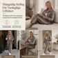 Kvinnors lediga tvådelade loungewear-set med överdimensionerad knäppt skjorta och joggingbyxor med sidoränder