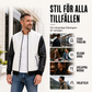 Herr vaddad jacka med vävt mönster och ärmar av PU-läder
