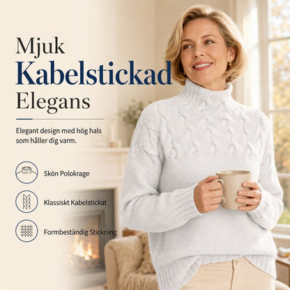 Kasuell enfärgad polokrage stickad tröja