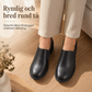 Kvinnors brittisk stil retro slip on lågskor med medelhöga blockklackar, storlekar i plusstorlek med tjocka klackar