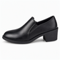 Kvinnors brittisk stil retro slip on lågskor med medelhöga blockklackar, storlekar i plusstorlek med tjocka klackar