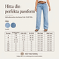 Damens stretchiga jeans med vida ben och rå kant