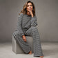 Tvådelad set med randiga långärmade loungewear för kvinnor