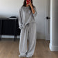 Tvådelad set med randiga långärmade loungewear för kvinnor