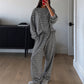 Tvådelad set med randiga långärmade loungewear för kvinnor