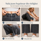 Damjeans med bekväm stretch, vida ben, veckad midja och volangkant