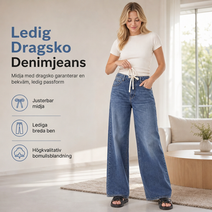 Damjeans med passform som är ledig och lös, vida ben