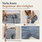 Kvinnors högmidjade retro-utsvängda jeans i denim