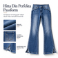 Kvinnors högmidjade retro-utsvängda jeans i denim