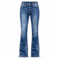 Kvinnors högmidjade retro-utsvängda jeans i denim