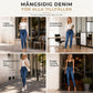 Högmidjade stretchiga jeansbyxor för kvinnor