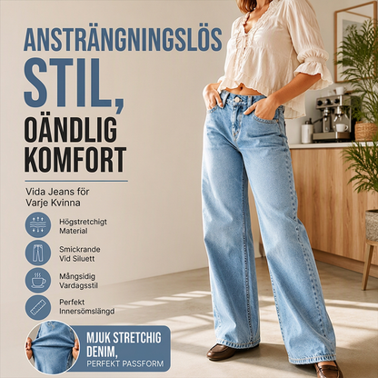 Damjeans med hög elasticitet och vida ben