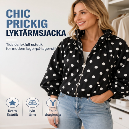 Kvinnors lediga jacka med prickar och dragkedja