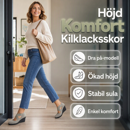 Kilskor för kvinnor – Eleganta, bekväma slip-in skor med mjuk stretch och stabilt kilstöd 👟✨