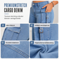 Damjeans med hög stretch, slim fit, cargo-modell och utsvängda ben med fickor med lock