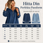 Kvinnors långärmad denimtröja med halv dragkedja