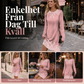 Blommig klänning med rund hals och långa ärmar för kvinnor