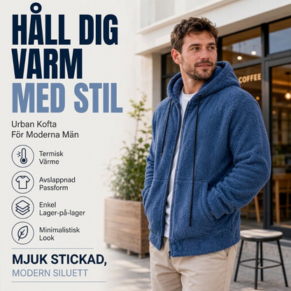 Varm och mysig huvjacka för män, vinter
