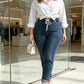 Damjeans med elastisk midja och fickor