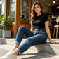 Damjeans med elastisk midja och fickor