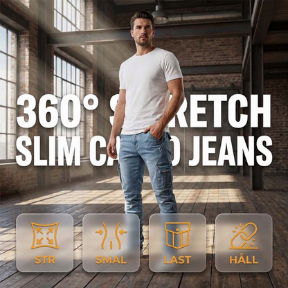 Slim Fit Denim Cargo Pants