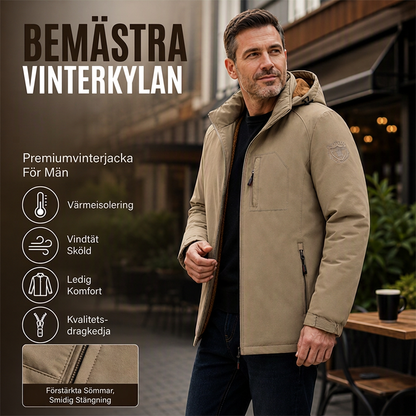Vattentät varm huvjacka för män, vinter