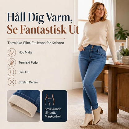 Damernas högmidjade skinny jeans med varmt foder