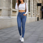 Damernas högmidjade skinny jeans med varmt foder