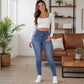 Damernas högmidjade skinny jeans med varmt foder