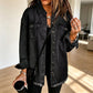 💙Tvättad jeansjacka för kvinnor med sliten fåll