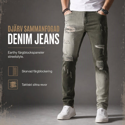 Smalpassade trasiga jeans för män